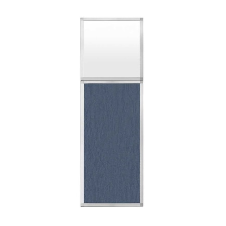 Hush Panel Configurable Cubicle Partition 2' X 6' W/ Window Ocean Fabric Frosted Window
